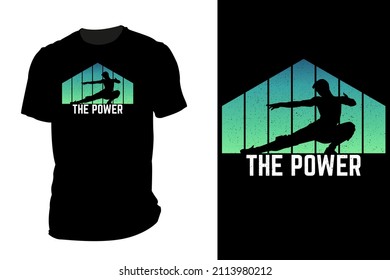 The power silhouette t shirt mockup retro vintage