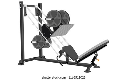 Power simulator - foot-operated device with a dumbbell - isolated on white background - flat style - vector