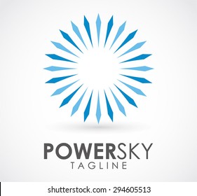 Power sky circle blue crystal logo element design vector shape icon symbol business abstract template brand company identity