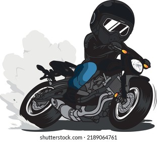 Power slide a Bike motorcycle cartoon vector