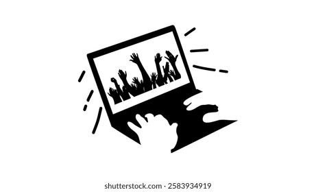 power of social media, black isolated silhouette