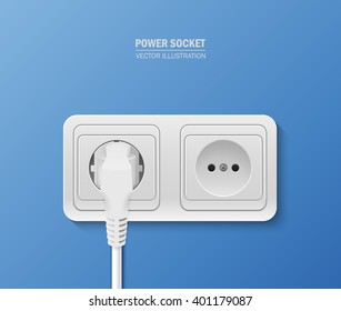 Power socket with cable plugged