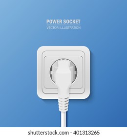 Power socket with cable plugged