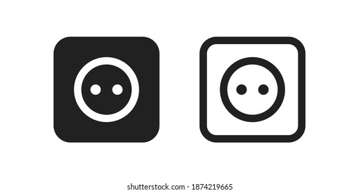 Power socket icon. Electric wall outlet, round symbol in vector simple flat style.