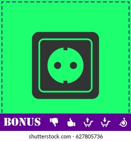 Power socket icon flat. Simple vector symbol and bonus icon