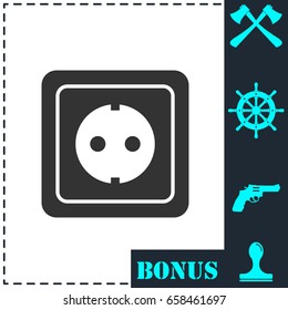 Power socket icon flat. Simple vector symbol and bonus icon
