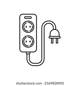 Power socket icon with linear style on a white background