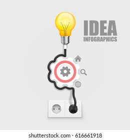 Power socket lamp gear, on a white background. Vector illustraion
