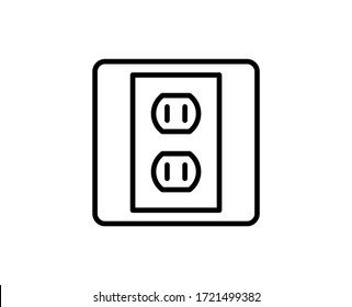 Power socket line icon. Vector symbol in trendy flat style on white background. Web sing for design.