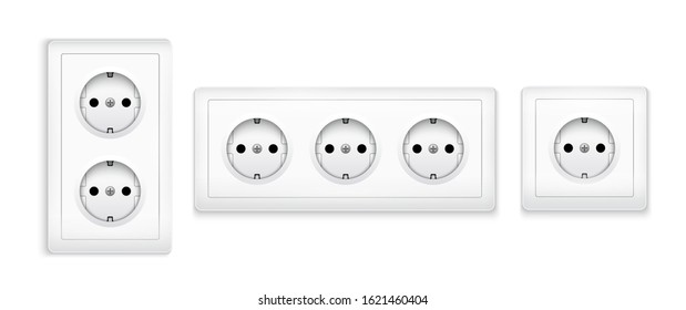 Power socket outlet wall plug icon. Electric round eu power socket illustration.