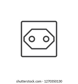 Power socket outline icon. linear style sign for mobile concept and web design. Type L socket simple line vector icon. Symbol, logo illustration. Pixel perfect vector graphics
