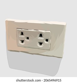 power socket realistic hand drawn vector and illustrations white background