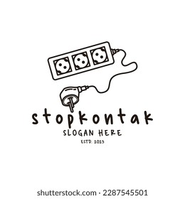 Power Socket | Stop Kontak | Plug and Socket Icon Vintage Simple Line Art