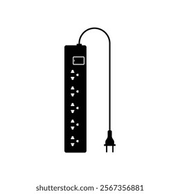 Power socket with switch black and white flat vector icon and symbol design