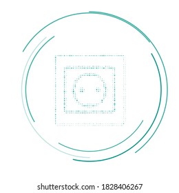 The power socket symbol filled with teal dots. Vector illustration on white background