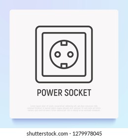 Power socket thin line icon. Modern vector illustration.