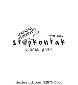 Power Socket Typography Vintage Simple Line Art