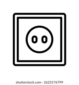 Power Socket Vector for Electrical Access and Home Utilities. Plug point illustration. Energy supply icon for appliances. Line Icon