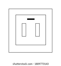 Power socket vector line icon. İllustration for repair theme, doodle style