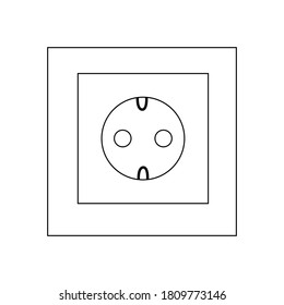 Power socket vector line icon. İllustration for repair theme, doodle style