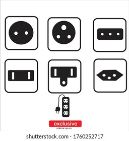 power socket vector.Flat design style vector illustration for graphic and web design.
