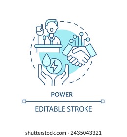 Power soft blue concept icon. Aspect of social stratification. Social status. Influence and prestige. Round shape line illustration. Abstract idea. Graphic design. Easy to use in article