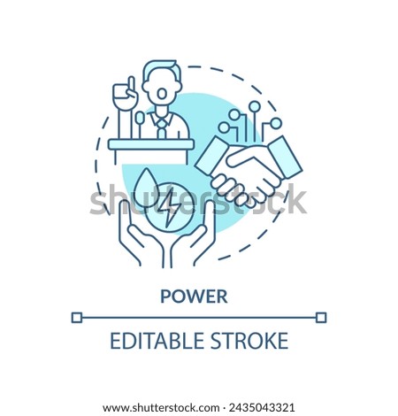 Power soft blue concept icon. Aspect of social stratification. Social status. Influence and prestige. Round shape line illustration. Abstract idea. Graphic design. Easy to use in article
