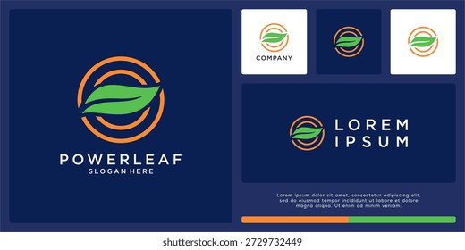 Diseño abstracto del logotipo de la hoja solar del poder.
