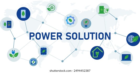 power solution electricity electric renewable energy blue icon concept