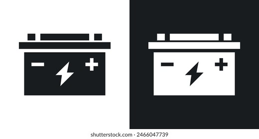 Power Source Icon Set. Symbols for Car Batteries and Electric Cells.