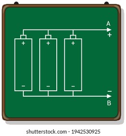 Power Sources In Parallel Circuit, Vector Illustration