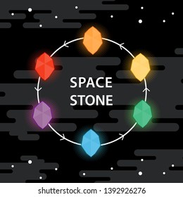 Power of space six stone in dark galax. Vector illustration