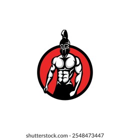 Power Sparta Mascot Logo Design para o logotipo de fitness ou Body Building.