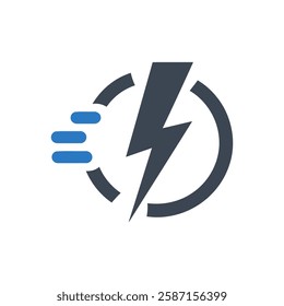 Power Speed Charge Icon On White Background