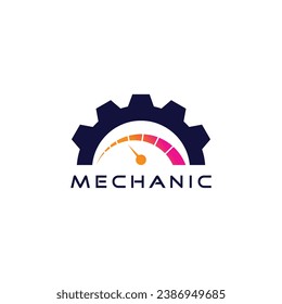 Power speed mechanic logo with creative concept idea