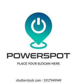 Power spot or location vector logo template. This design use energy symbol. Suitable for technology.