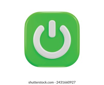 power start button icon on 3d rendering vector illustration
