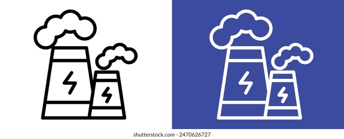 Power Station Icon for Industrial Energy, Heat Production, and Renewable Resources