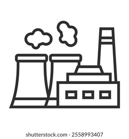 Power station icon, Nuclear symbol outline icon, editable vector illustration and transparent graphic element. Isolated on white background