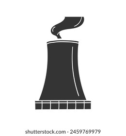 Power Station Icon Silhouette Illustration. Nuclear Vector Graphic Pictogram Symbol Clip Art. Doodle Sketch Black Sign.