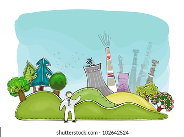 Power station and nature in balance