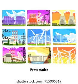 Power station set, electricity generation plants and sources