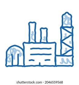 power station sketch icon vector. Hand drawn blue doodle line art power station sign. isolated symbol illustration