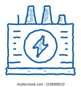 power station sketch icon vector. Hand drawn blue doodle line art power station sign. isolated symbol illustration