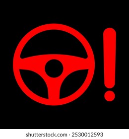 Power Steering System. Power Steering Warning Sign. Vector Illustration. 