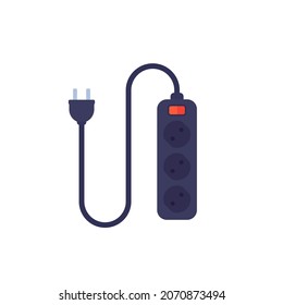 power strip with 3 sockets, vector illustration