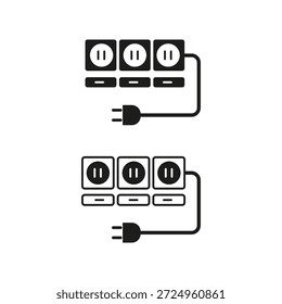 Power strip icon. Electric socket plug. Extension cord Vector. Outlet adapter set. EPS 10.