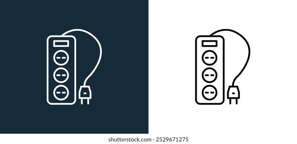 power strip icon isolated on white and black colors. power strip outline linear vector icon from electrician tools collection for mobile apps, web and ui.