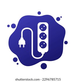 power strip icon, power outlet with cable and plug vector