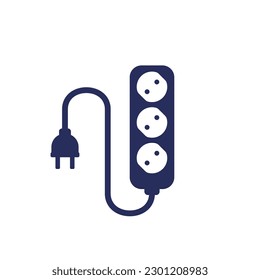 power strip icon, power outlet with cable and plug